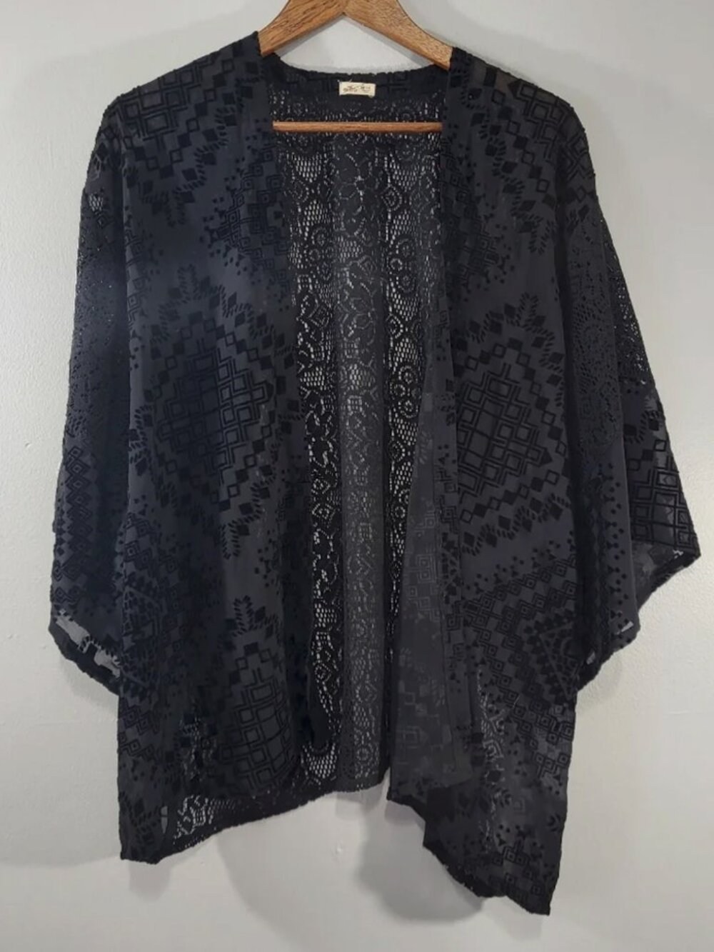 Hollister Boho Bohemian Kimono Cardigan Lace & Velvet Cover-up